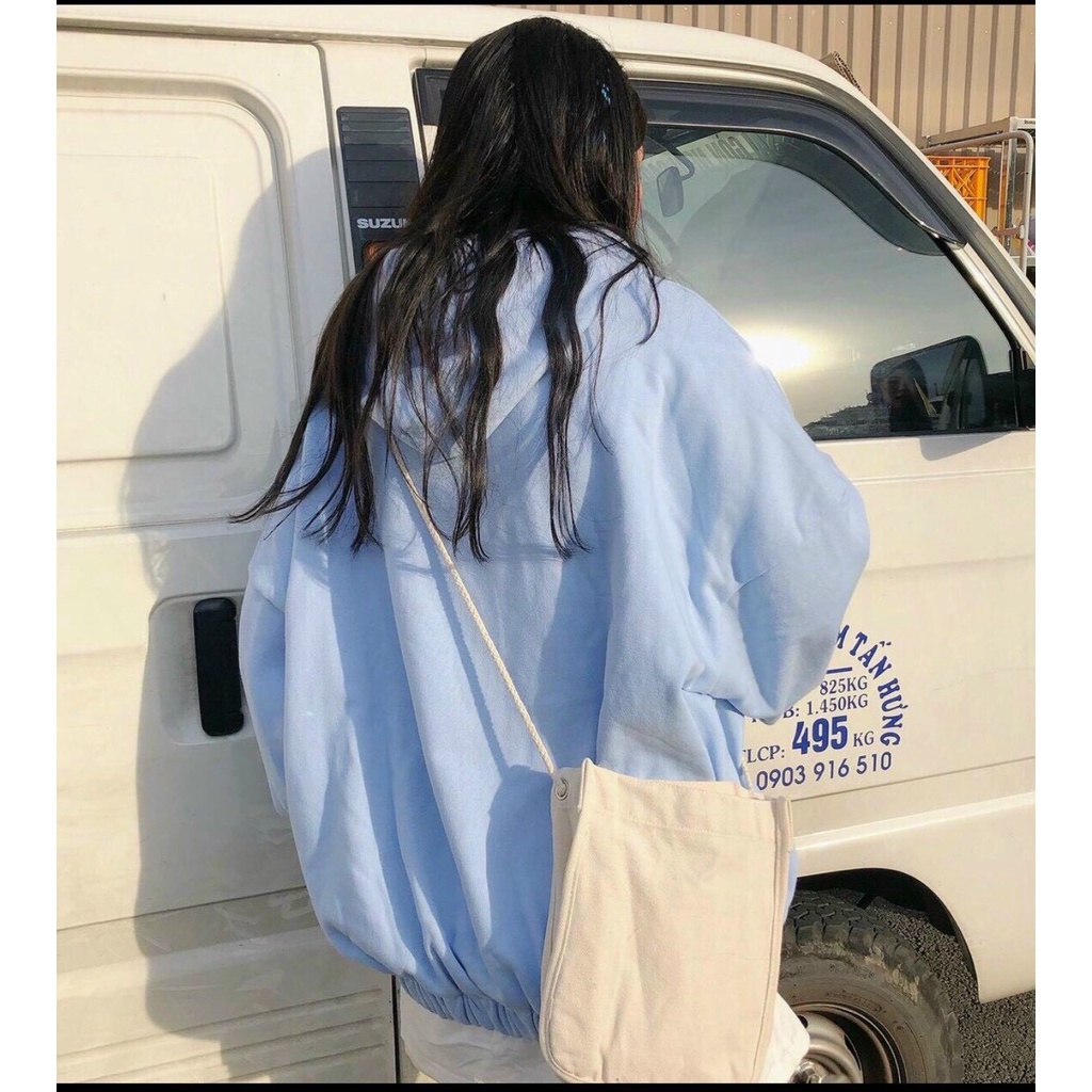 Áo hoodie bo chun ATYS chất nỉ ngoại chất lượng, áo hoodie chui đầu có nón 2 lớp to rộng form xinh.