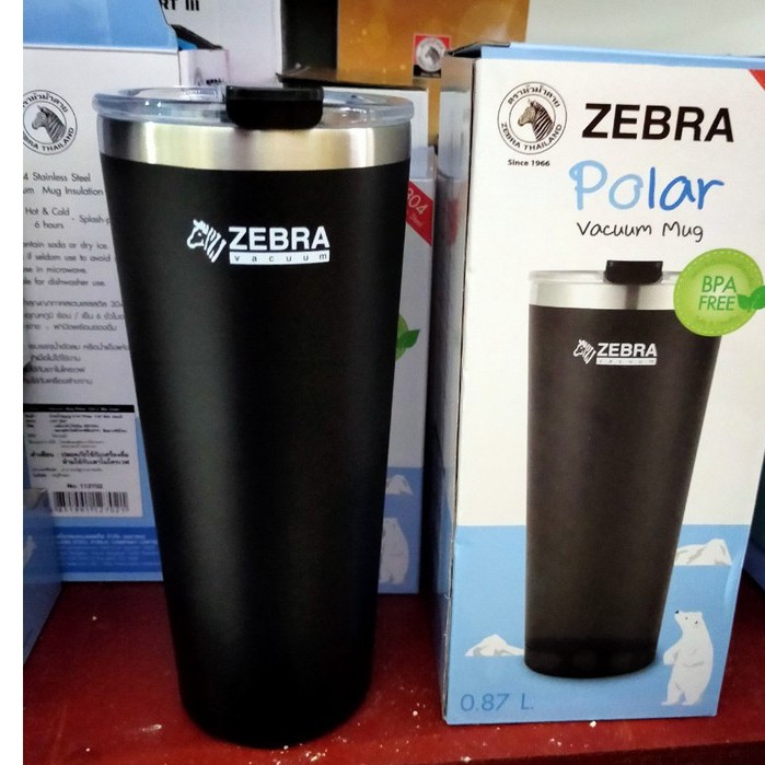 Ly giữ nhiệt inox zebra Thái Lan kèm túi vải có quai đeo 870ml - 112702