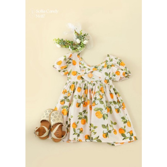 Váy công chúa Sofia Candy cho bé gái vàng chanh, siêu xinh, chất liệu cotton mịn