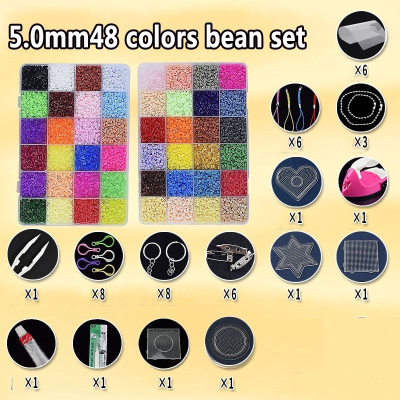 Bộ Đồ Chơi Hạt Nhựa 5Mm Kèm Phụ Kiện Độc Đáo Cho Bé