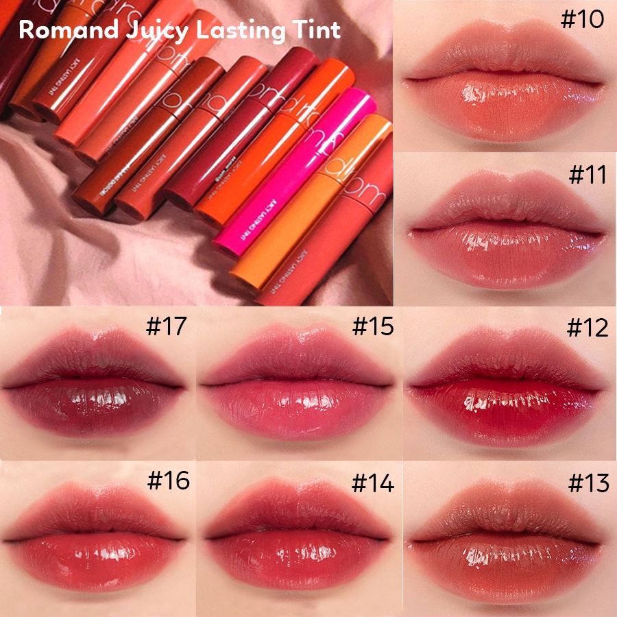 Son kem tint bóng mềm mịn Romand Juicy Lasting Tint lâu trôi - HONGS BEAUTY