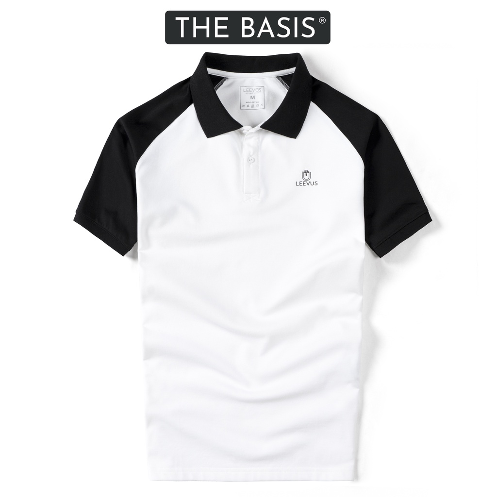 Áo polo nam phối Raglan logo LEEVUS đen trắng thumbnail