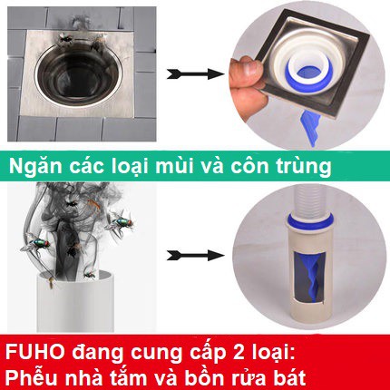 Phễu thoát sàn chống mùi hôi FUHO ngăn mùi hôi nhà tắm, bồn rửa bát, chất liệu silicon