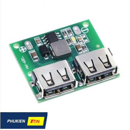 Mạch Hạ áp DC 6 - 26v ra 2 cổng USB chế sạc điện thoại (Max 3A)