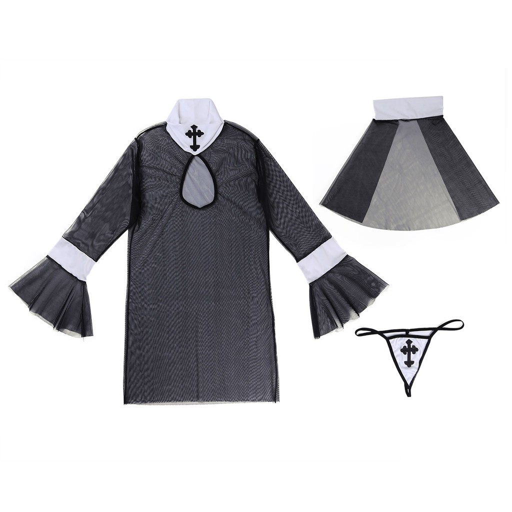 Set Đồ Hóa Trang Halloween 3 Món Gồm Đầm Tay Dài + Băng Đô + Băng Đô Phối Lưới Màu Trong Suốt Gợi Cảm Cho Nữ | BigBuy360 - bigbuy360.vn