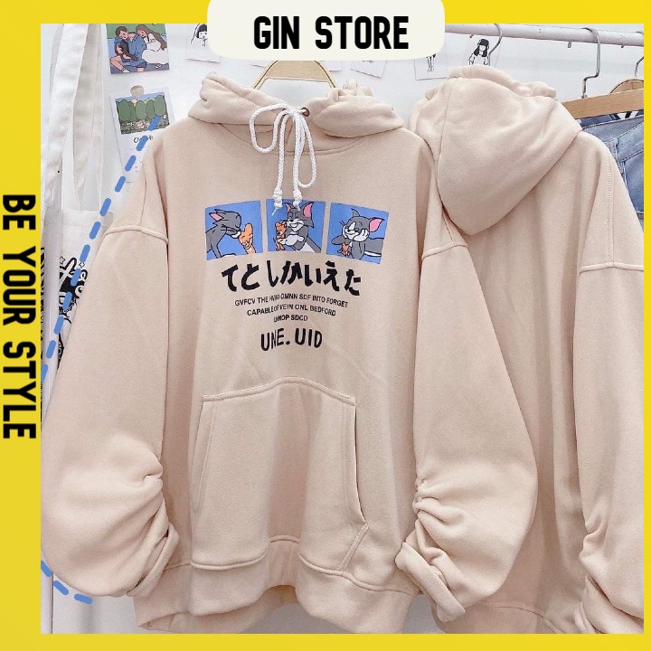 Áo hoodie nỉ Mèo Tom áo nỉ lót bông phông nam nữ unisex form rộng oversize - Gin Store