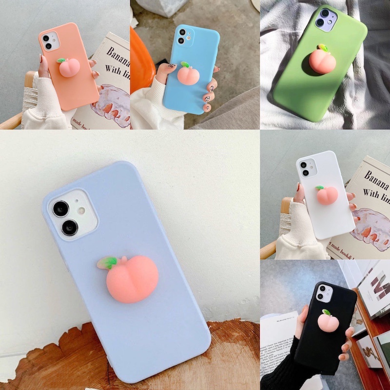 Ốp điện thoại TPU silicon mềm hình quả đào 3D cho OPPO Realme C12 C15 C17 C20 C25