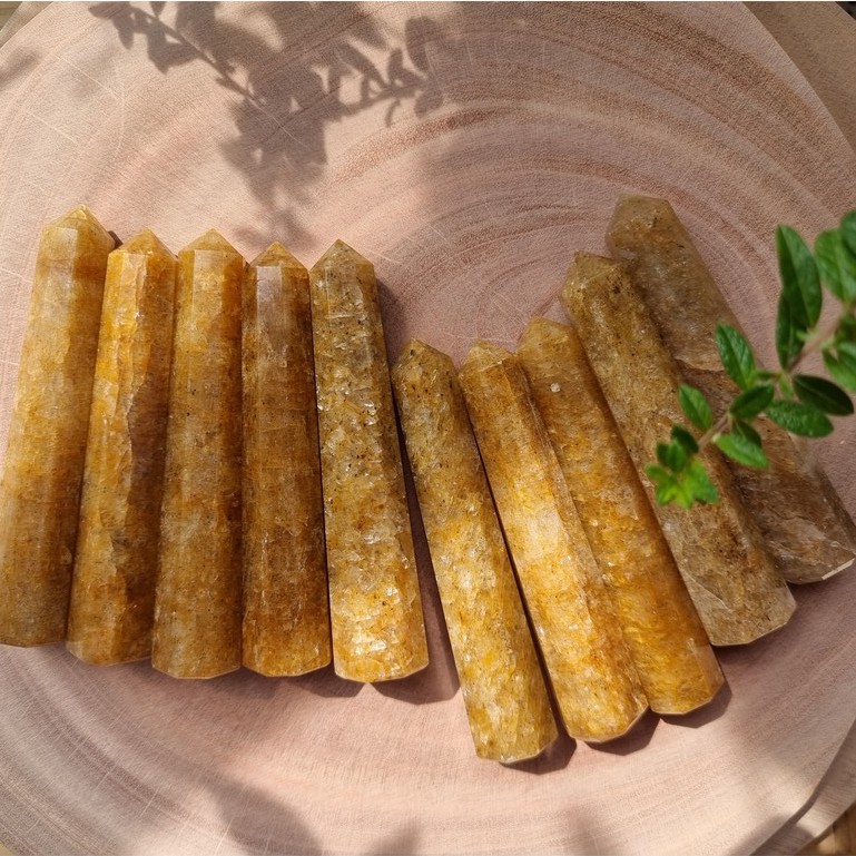 (Master Healing Stone)Trụ đá thanh tẩy Golden Healer Quartz, dùng trong Tarot, Reiki, đá phong thủy