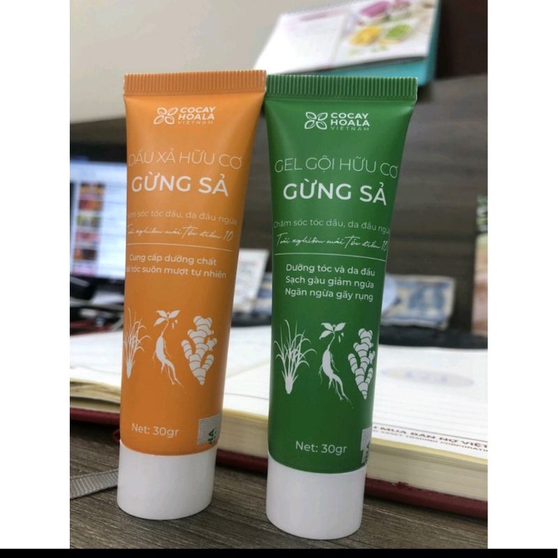 ComBo Mini Gel Gội Và Dầu Xả Gừng Sả Hữu Cơ Cỏ Cây Hoa Lá - Ngăn rụng tóc,kích mọc tóc,ngăn dầu bết tóc và giảm gàu