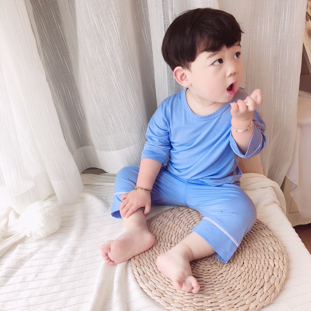 Đồ bộ quần áo dài tay cho bé chất thun lạnh chạy viền AM758