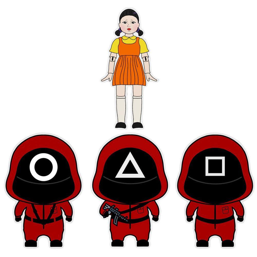 Set 4 Miếng Dán Trang Trí Hình Mực Chơi Game Patrick