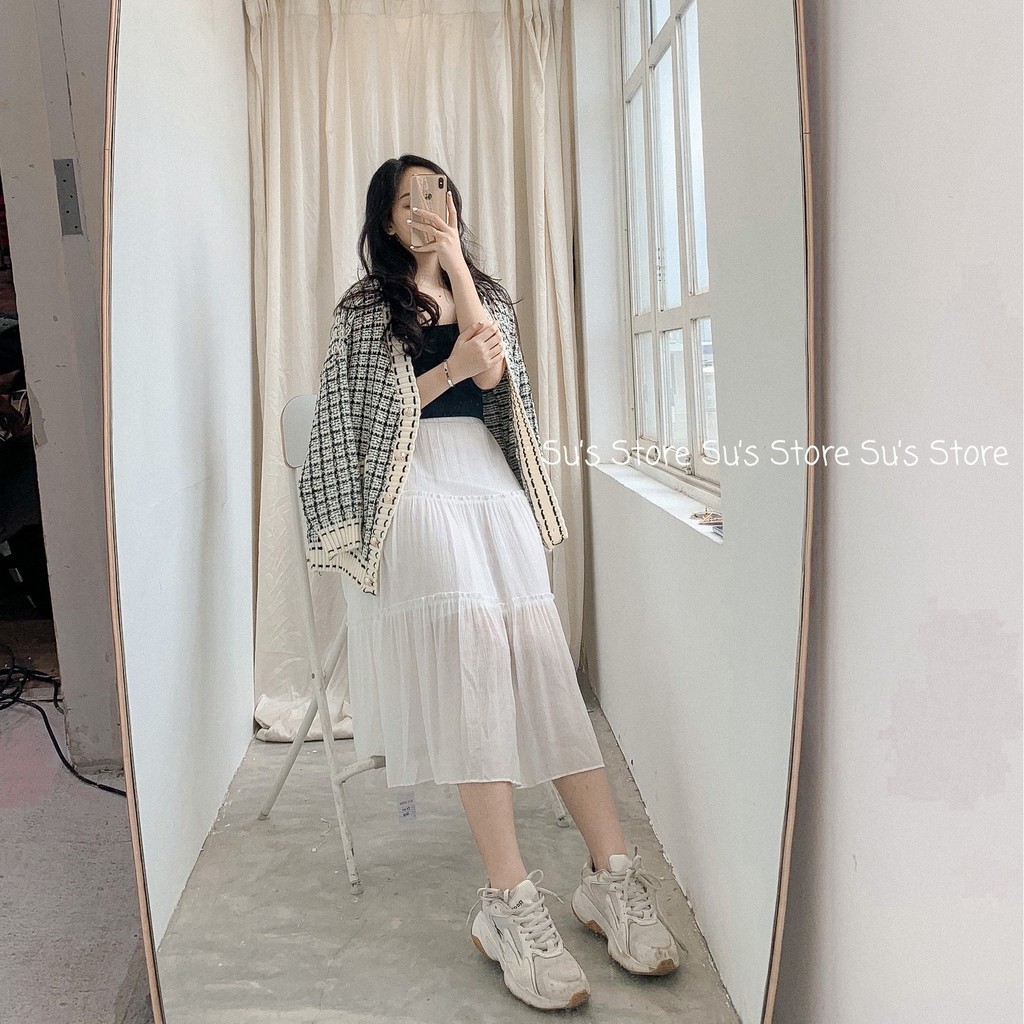 Áo cardigan len dạ tweed kẻ A1466 SUSTORE | BigBuy360 - bigbuy360.vn