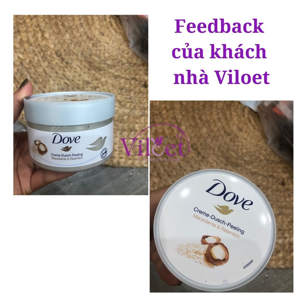 Tẩy da chết &amp; dưỡng thể Dove Đức &amp; Mỹ macca, lựu, lavender, tẩy da chết body - Shop Viloet