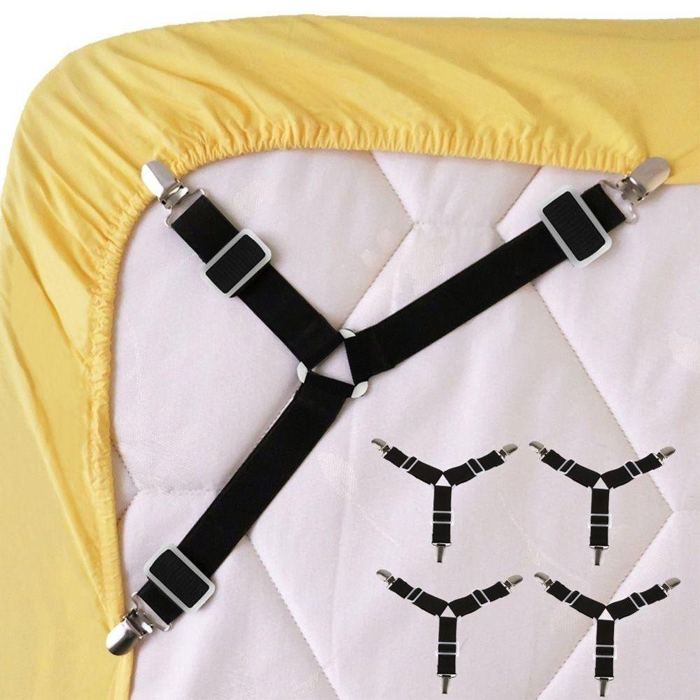 Set 4 Kẹp Cố Định Ga Trải Giường Co Giãn Màu Trắng