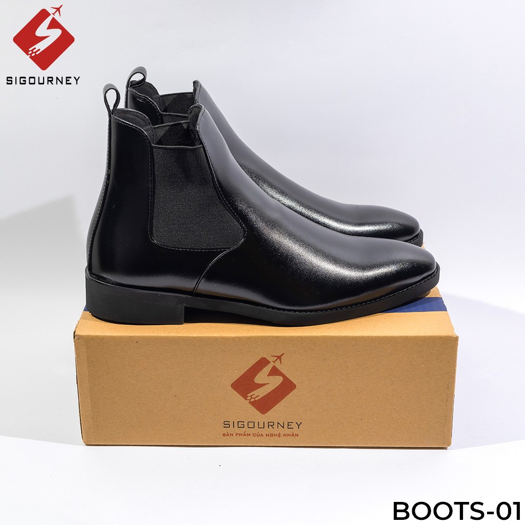 Giày Chelsea Boots nam cao cổ SIGOURNEY BOOTS-01 da bò nhập khẩu BH 18 THÁNG