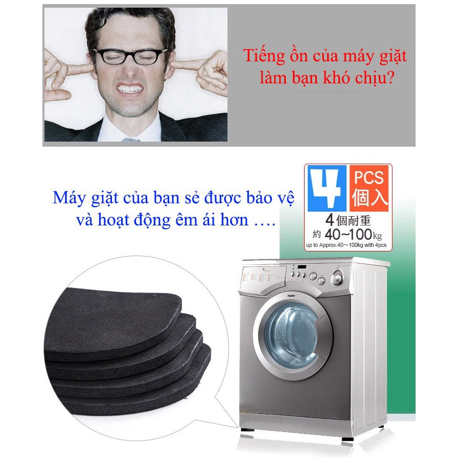 Set 4 Miếng Đệm Xốp Kê Chân Máy Giặt Chống Rung Và Giảm Thiểu Tiếng Ồn, Kê Chân Bàn, Chân Kệ