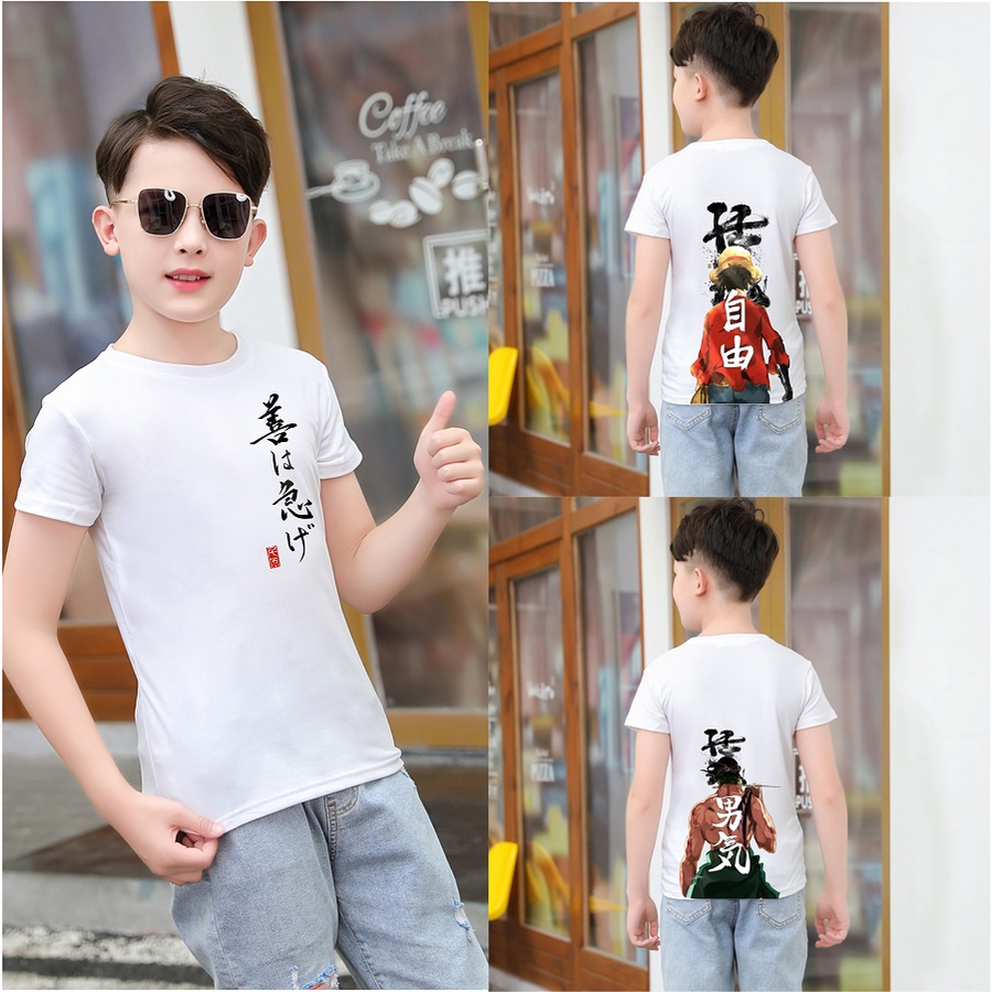 Áo thun cho bé trai in hình vua hải tặc one piece ace luffy sabo cực hot