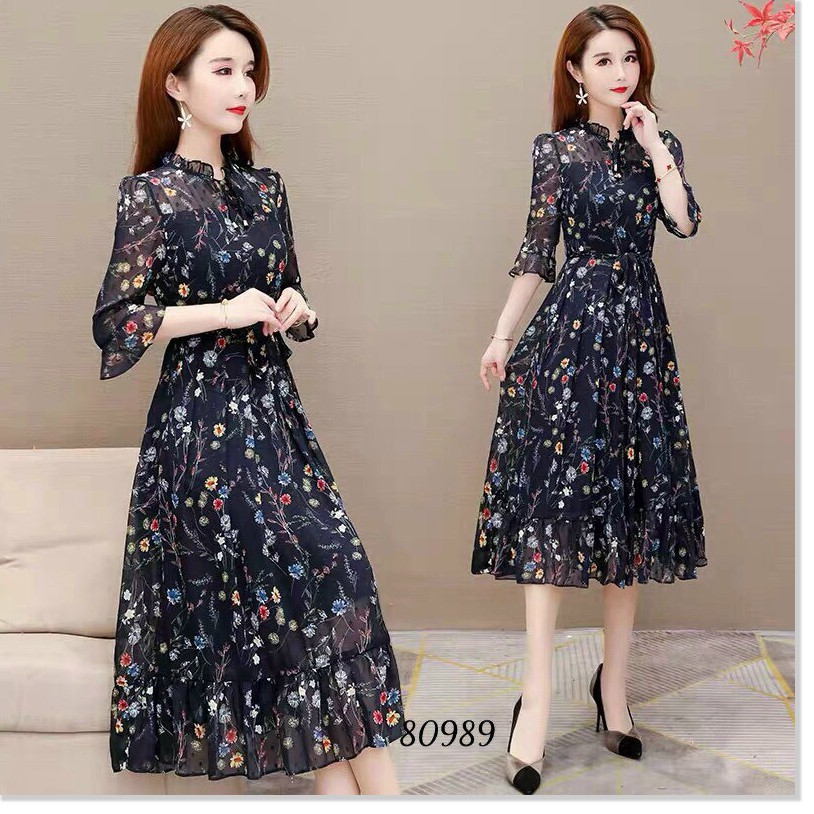 ĐẦM LỤA HOA NỮ CỰC HOT SANG TRỌNG CHO CÁC NÀNG THỜI TRANG NYNA STORE