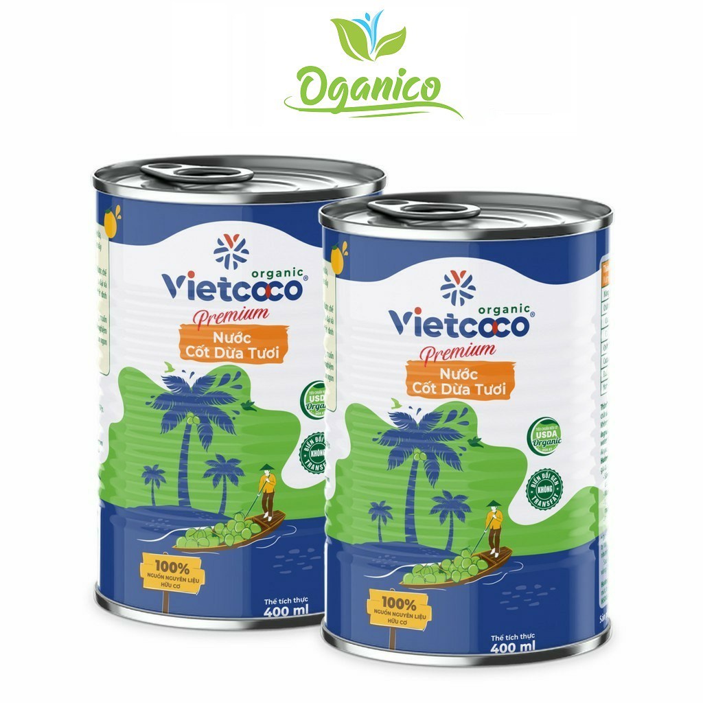 Nước Cốt Dừa Organic Vietcoco 400ml Hưu Cơ Giảm Cân