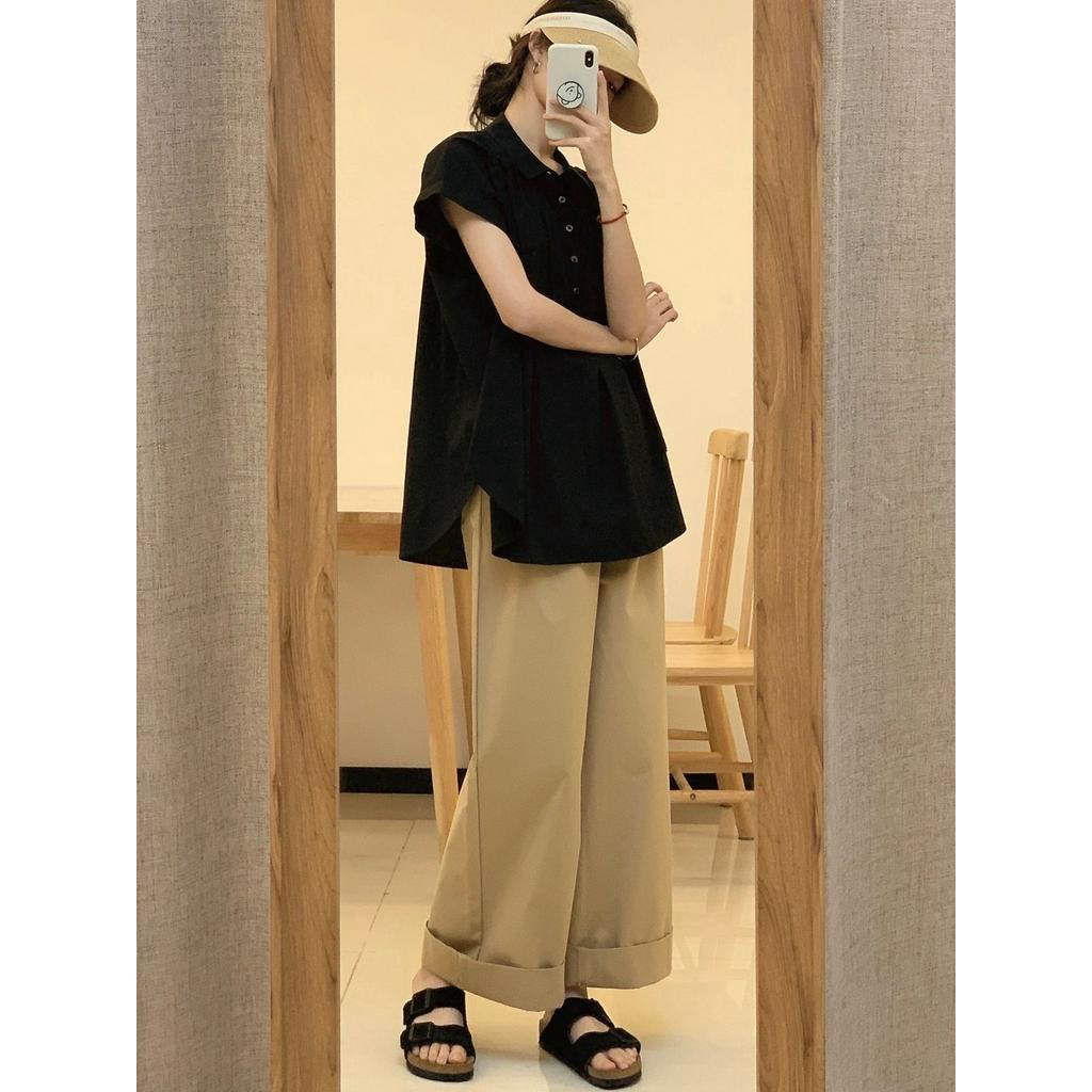 Quần Kaki Ống Rộng Lưng Cao Phong Cách Nhật Bản Thời Trang Mùa Hè 63961