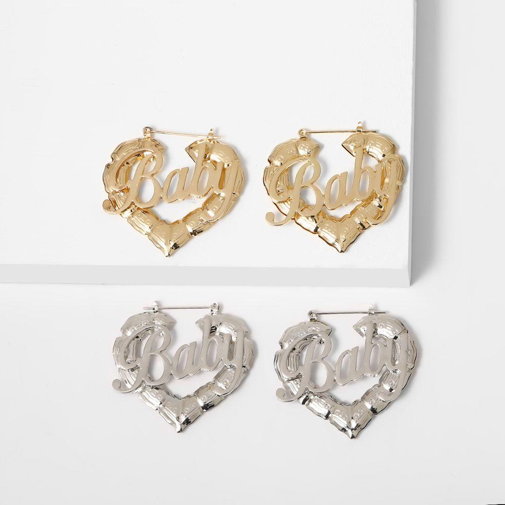 Bông Tai Hình Tròn Khắc Chữ Bằng Tre Phong Cách Punk Thời Trang