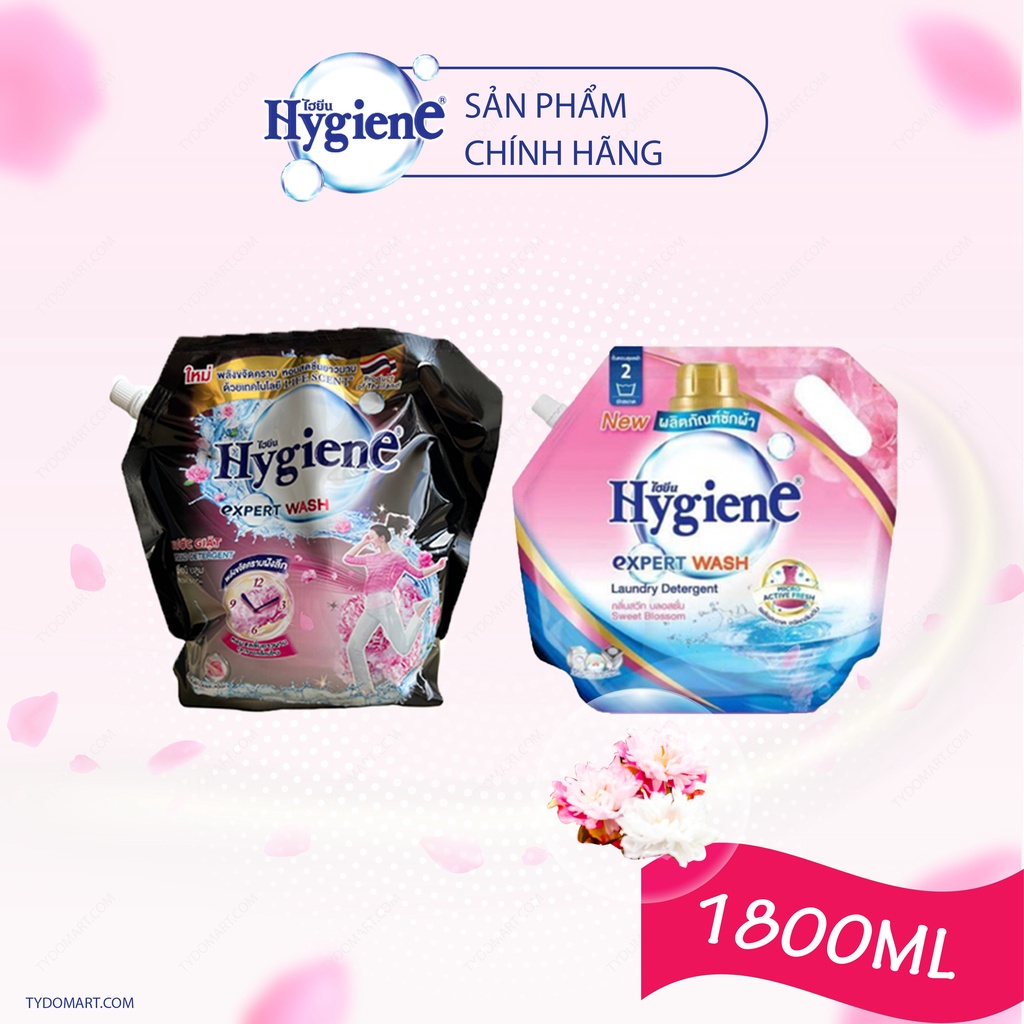 Nước giặt Thái Lan Hygiene túi 1800ml kết hợp xả vải giúp áo quần thơm lâu hàng chính hãng