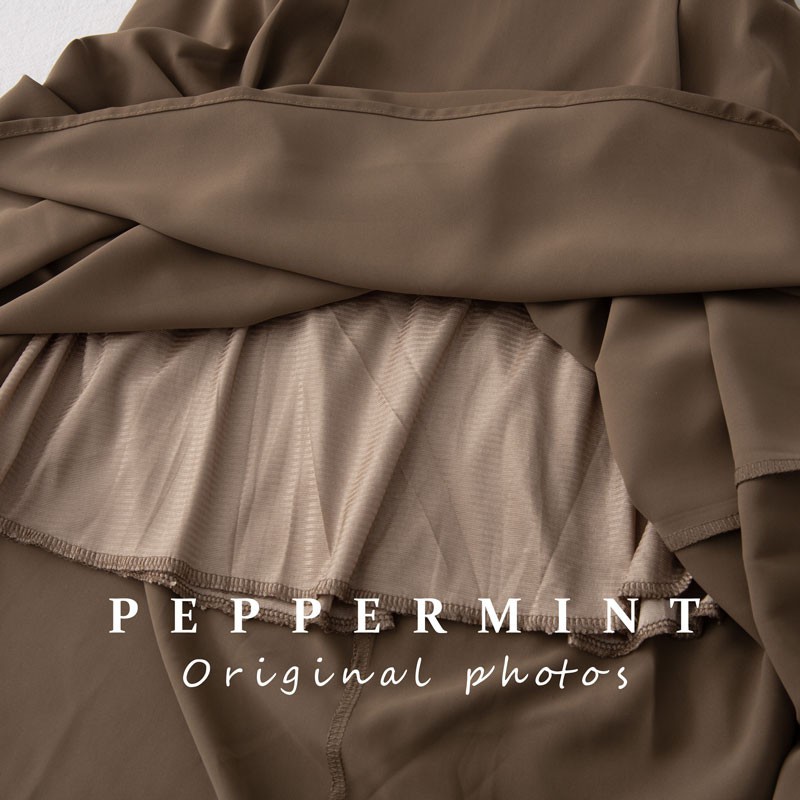 Đầm midi dài tay cổ vuông trơn màu xinh xắn