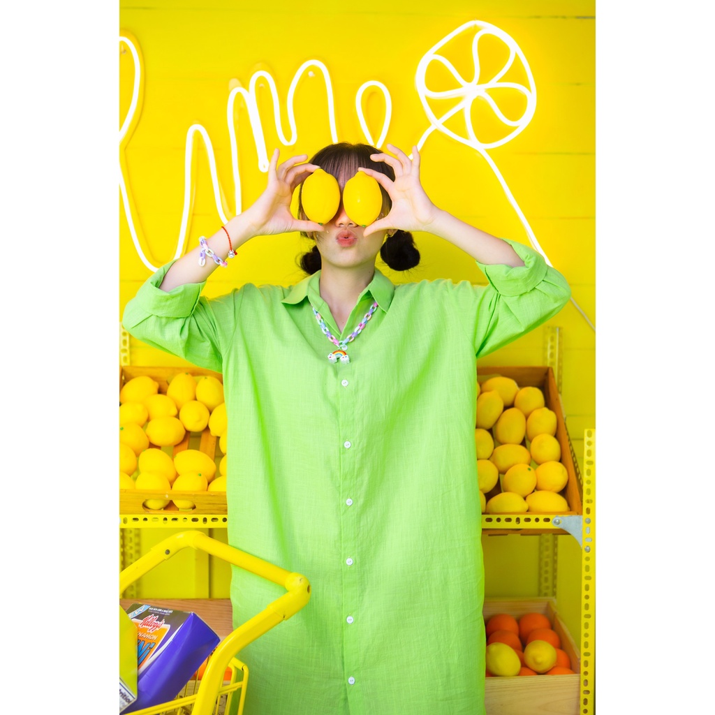 Emoij - Đầm sơ mi suông dáng dài chất mỏng mềm mại siêu mát AXC001