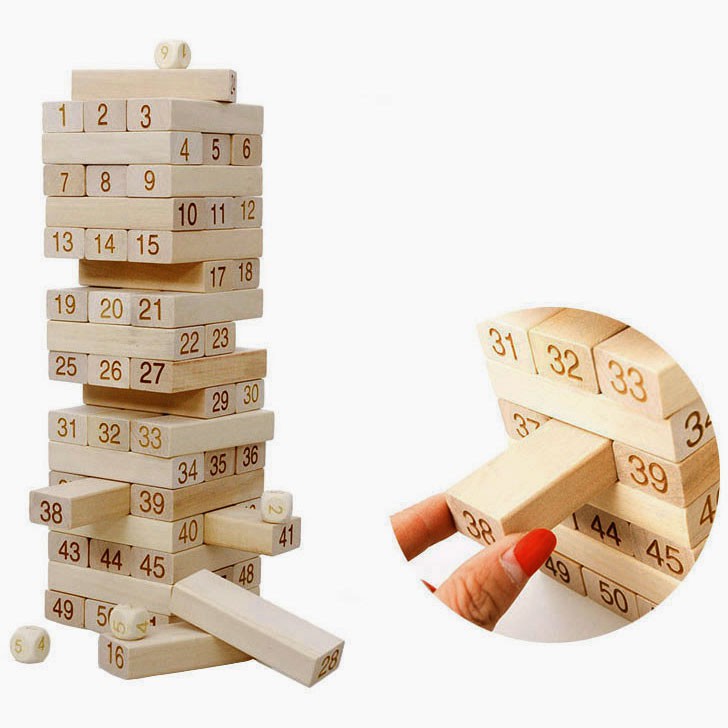 Bộ Trò Chơi Jenga Uno Stako 51 Bằng Gỗ A138 Màu Nâu