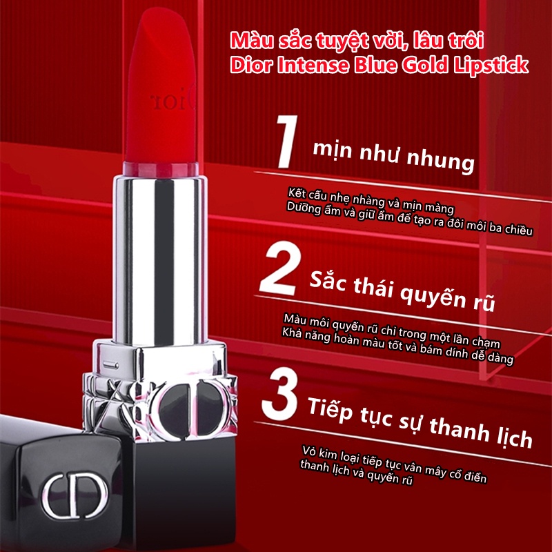 Son Môi Dior Brilliant Blue Gold Velvet 999/720, Matte 888, Satin 028