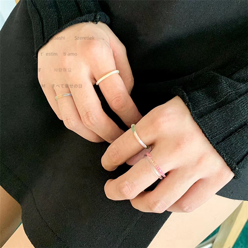 Nhẫn Acrylic Trong Suốt Nhiều Màu Phong Cách Vintage