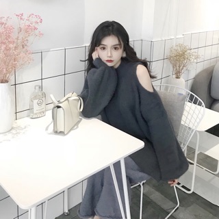 Áo len lông thỏ khoét vai cao cấp
