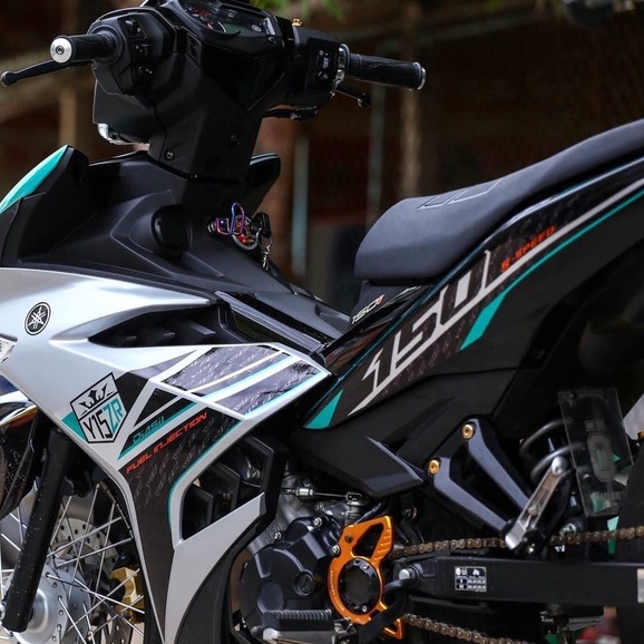Tem Rời Ex 150 Y15ZR Xe Bạc Đen - Tem 3 Lớp - Tặng Logo - New V15