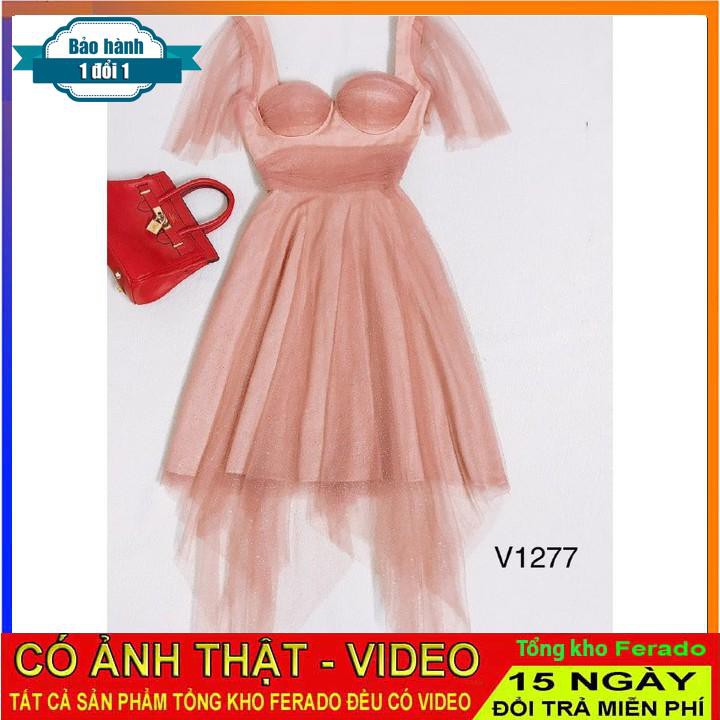 [ xả kho ] MiD Đầm kate phủ lưới kim tuyến V1277 tua rua Mie Design kèm ảnh thật
