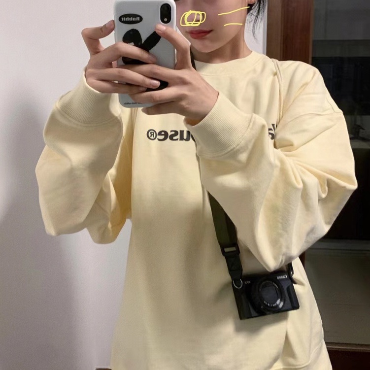 ZHELIHANGFEI Áo Thun Nữ Dài Tay Cổ Tròn Thời Trang Hàn