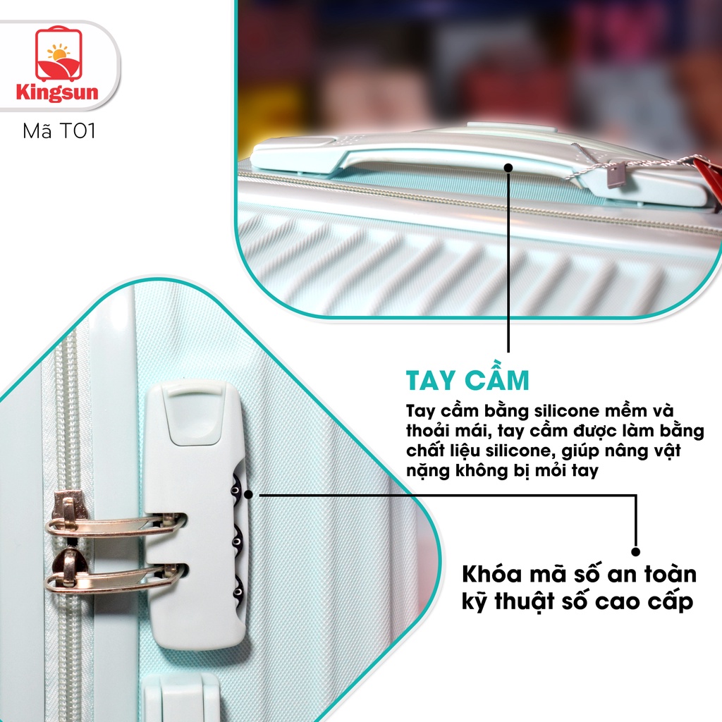 Vali du lịch Kingsun vali kéo Cao Cấp Size20/24/28inch KS-155/T01 Bảo hành 5 năm