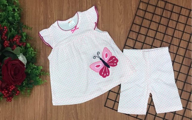 Bộ sát nách chấm bi bé gái bozip/borip 8-21 kg