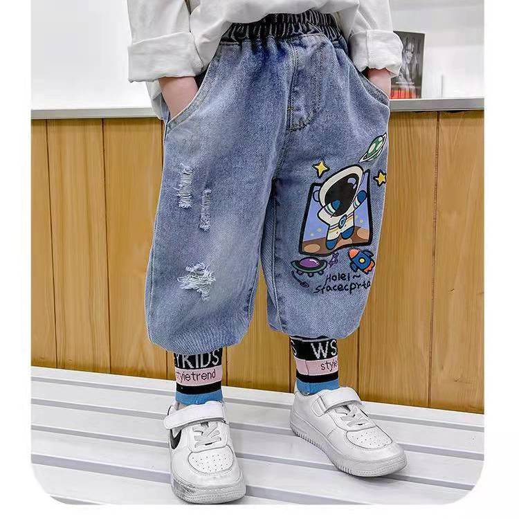 Quần Jeans Legging Họa Tiết Hoạt Hình Thời Trang 2022 Dành Cho Bé Trai