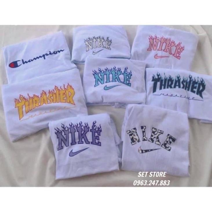 [MÃ SETSTORE GIẢM 35% ĐƠN 125000]Áo Thun ,Áo phông hè form rộng tay lỡ màu trắng in  logo ,chất cotton nam nữ | BigBuy360 - bigbuy360.vn