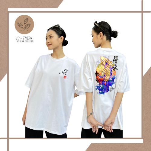 ẢNH THẬT Áo phông, áo thun hình con cá chép dáng rộng, unisex dành cho nam nữ, ảnh shop tự chụp