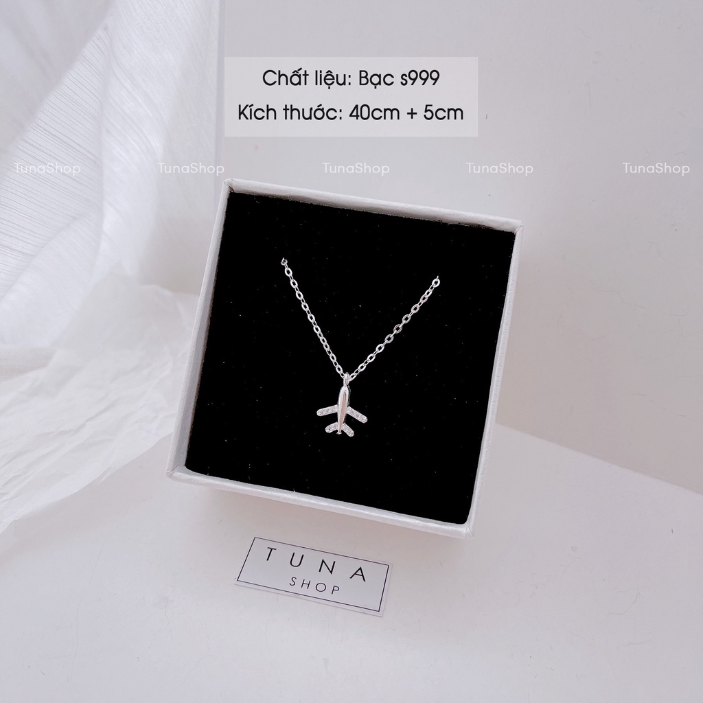 Dây chuyền bạc máy bay, Vòng cổ Bạc gắn đá Cao cấp -TUNA SILVER