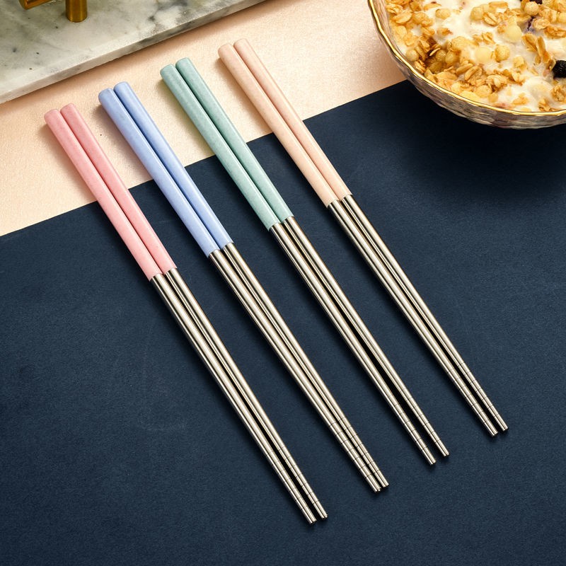 23cm Set 4 đôi đũa inox màu sắc xinh xắn