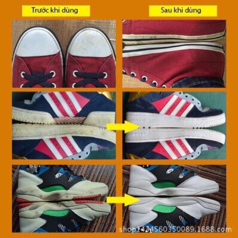 Chai Cọ Tẩy Trắng Giày Sneaker Đầu Chổi - Lọ Nước Đánh Tẩy Trắng Vết Ố - Dung Dịch Chà Giặt Khô Làm Sạch Vết Bẩn