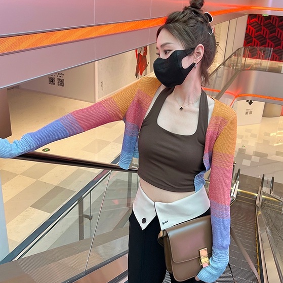 Áo Khoác cardigan Dệt Kim Mỏng Tay Dài Dáng Ngắn Chống Nắng Phong Cách Hàn Quốc Thời Trang Cho Nữ