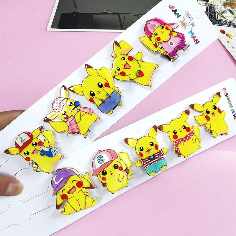 Kẹp Tóc Họa Tiết Hoạt Hình Pikachu Kiểu Nhật Hàn Dễ Thương Cho Bé