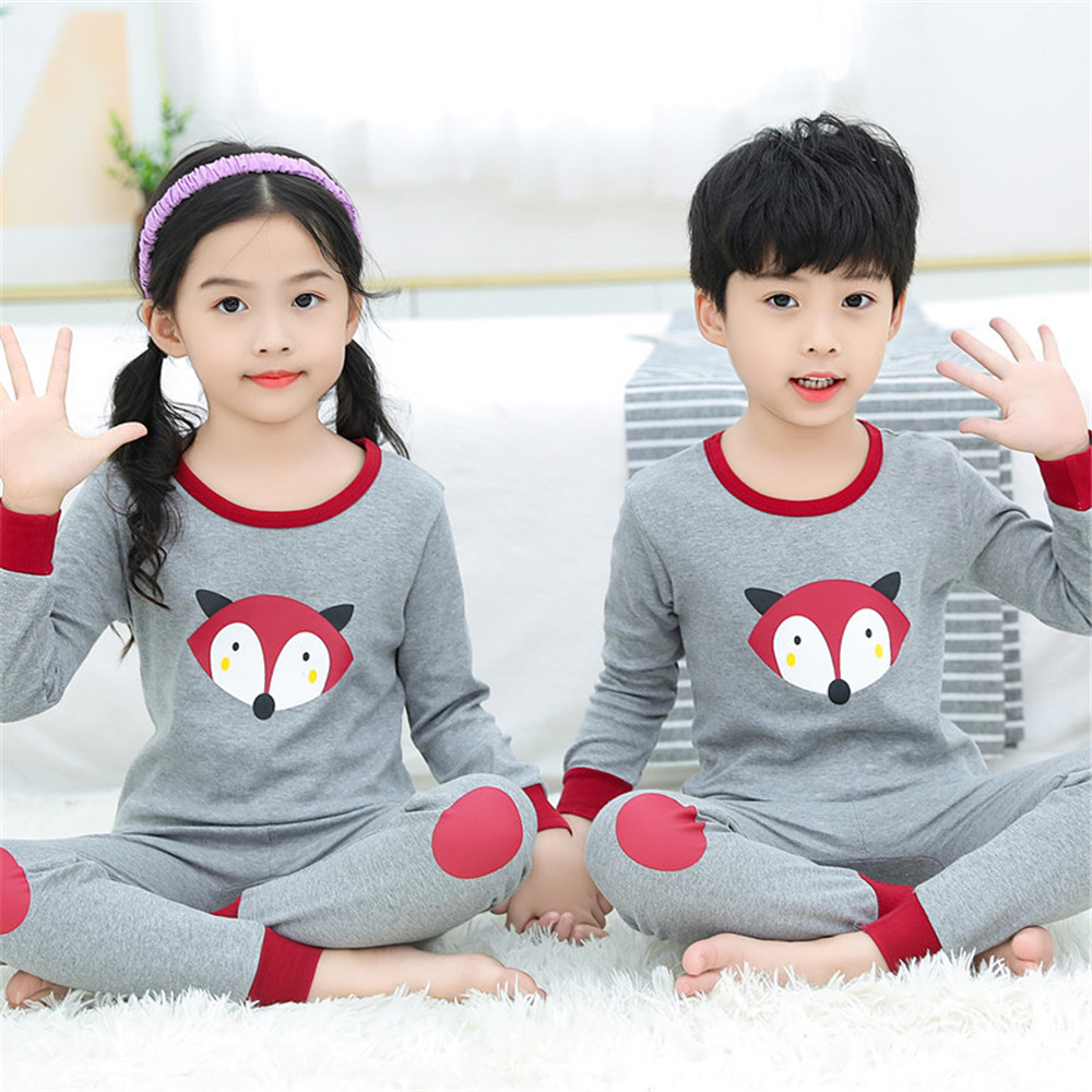 FOX Bộ Đồ Ngủ Pijama Vải Cotton In Hoạt Hình Cáo Gấu Đáng Yêu Cho Bé