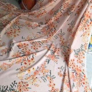 Vải lụa hoa cam nude