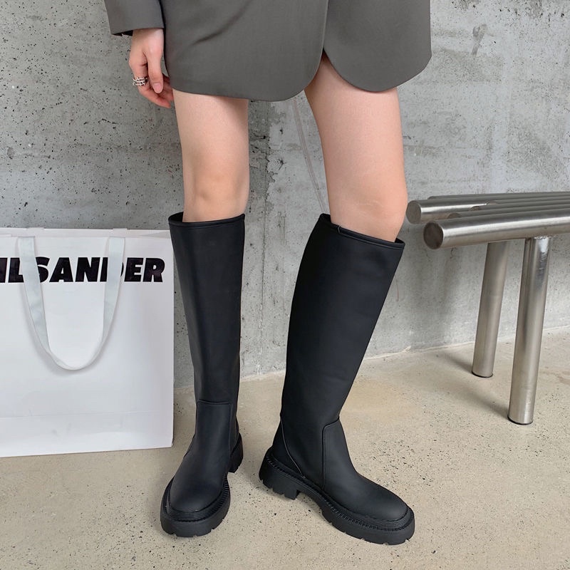 Bốt cao cổ nữ da lì ulzzang