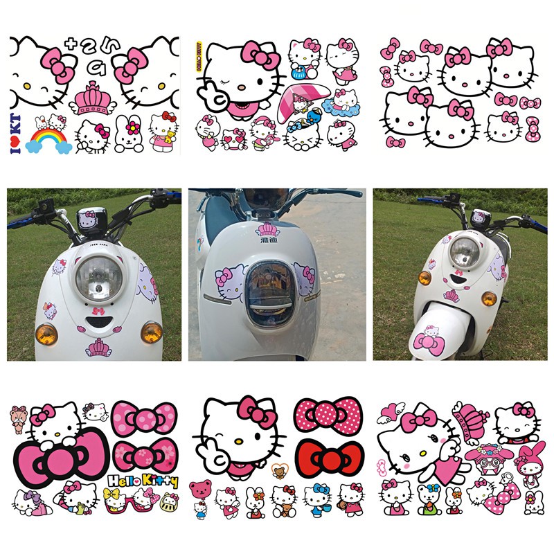 Miếng Dán Trang Trí Xe Hơi Hình Hello Kitty Bằng PVC Chống Thấm Nước