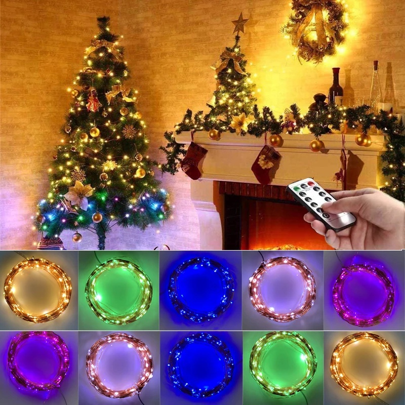 Dây Đèn LED Trang Trí Bằng Đồng 5/10/20m Có Điều Khiển Từ Xa Đa Chế Độ